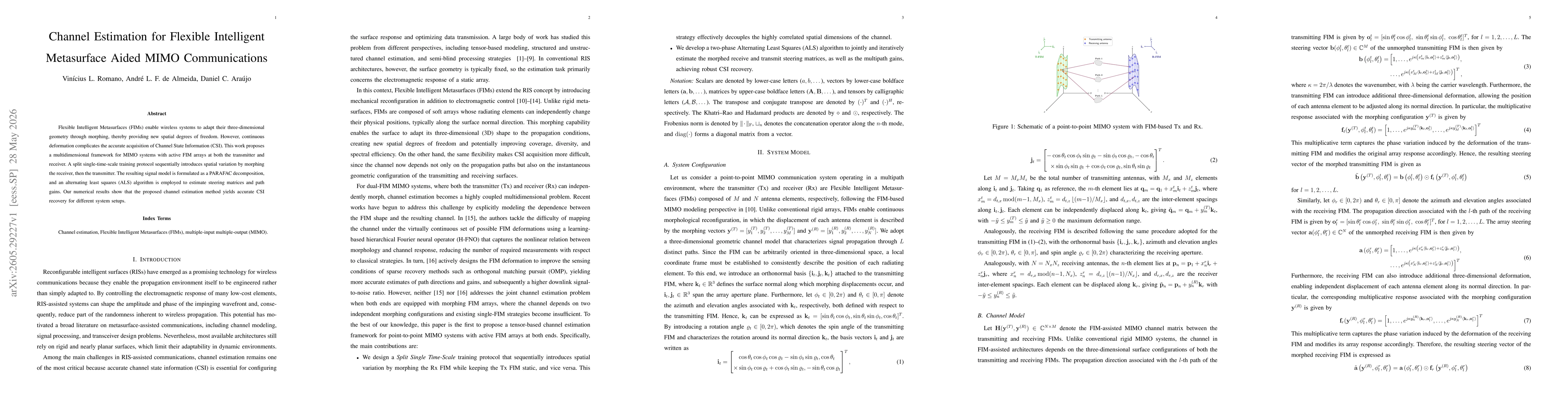Thumbnail for Channel Estimation for Flexible Intelligent Metasurface Aided MIMO Communications