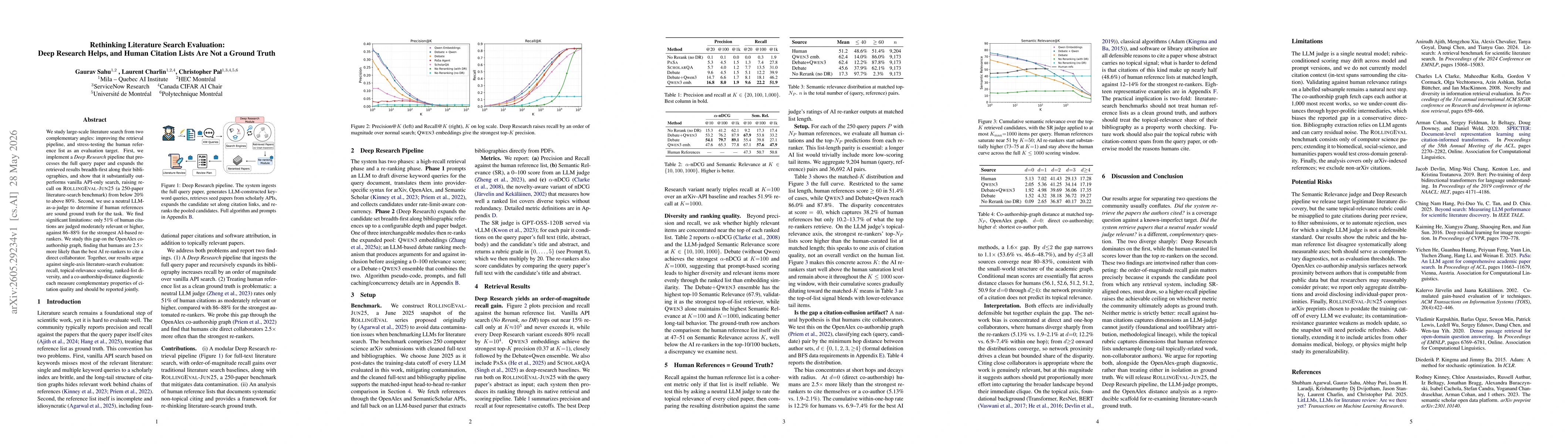 Thumbnail for Rethinking Literature Search Evaluation: Deep Research Helps, and Human Citation Lists Are Not a Ground Truth