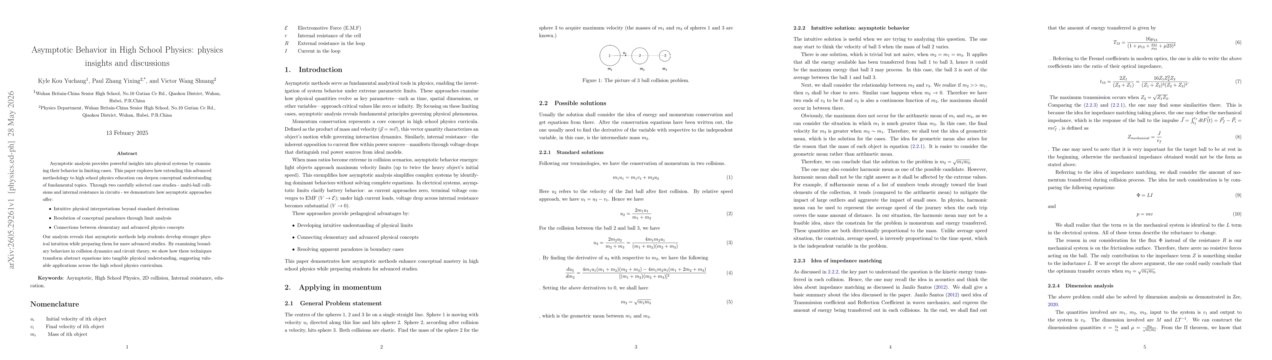 Thumbnail for Asymptotic Behavior in High School Physics: physics 1 insights and discussions