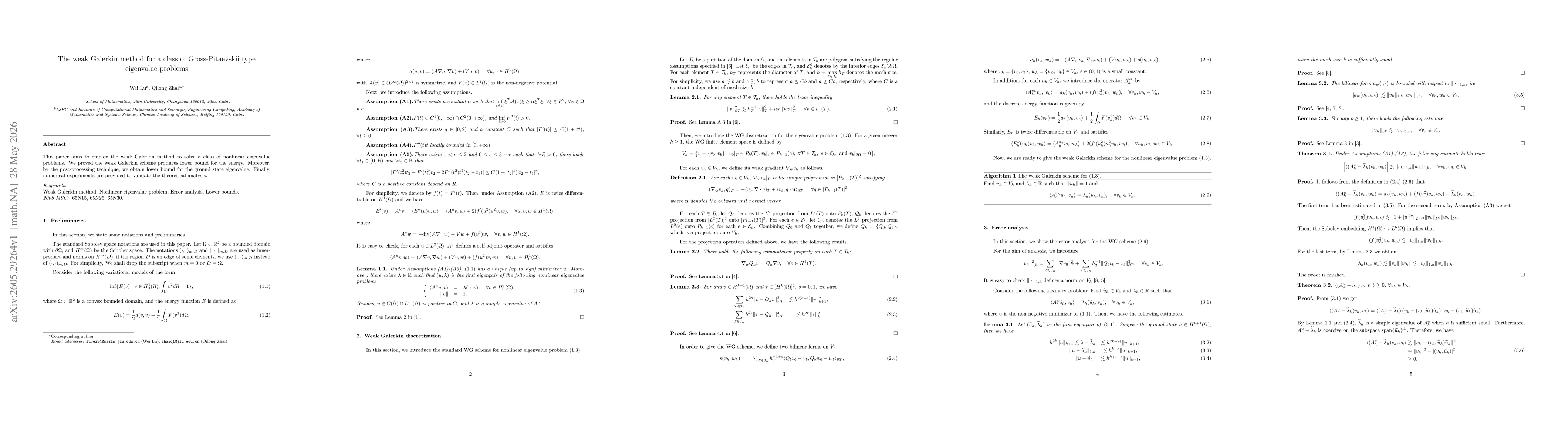 Thumbnail for The weak Galerkin method for a class of Gross-Pitaevskii type eigenvalue problems