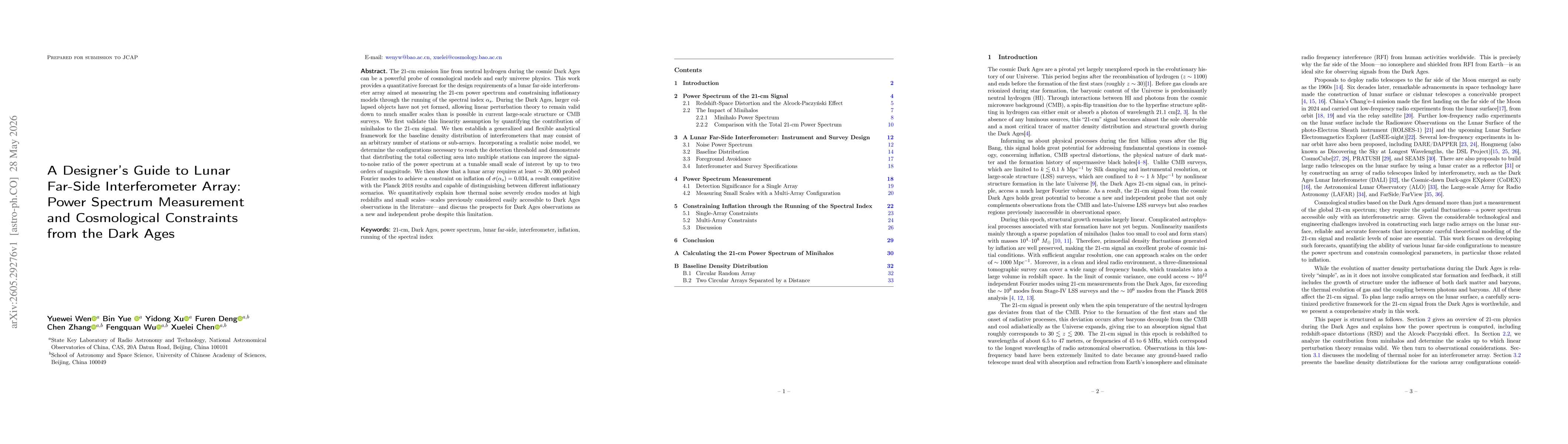 Thumbnail for A Designer's Guide to Lunar Far-Side Interferometer Array: Power Spectrum Measurement and Cosmological Constraints from the Dark Ages