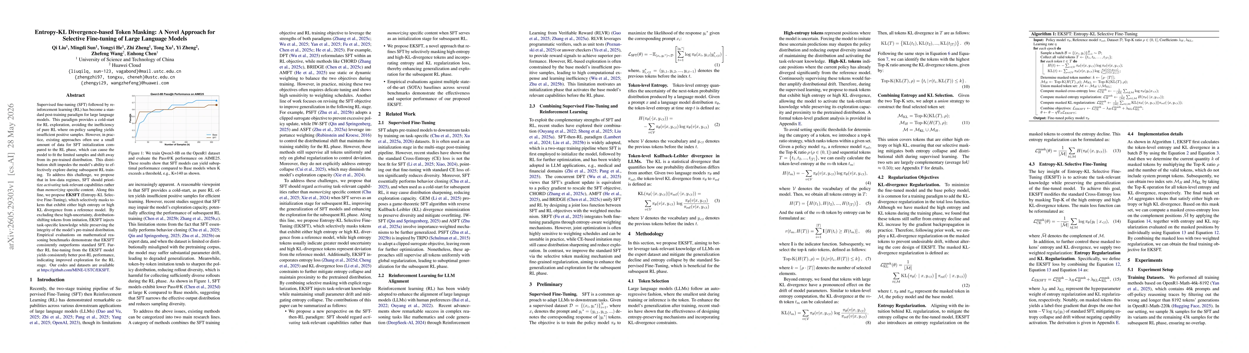 Thumbnail for Entropy-KL Divergence-based Token Masking: A Novel Approach for Selective Fine-tuning of Large Language Models