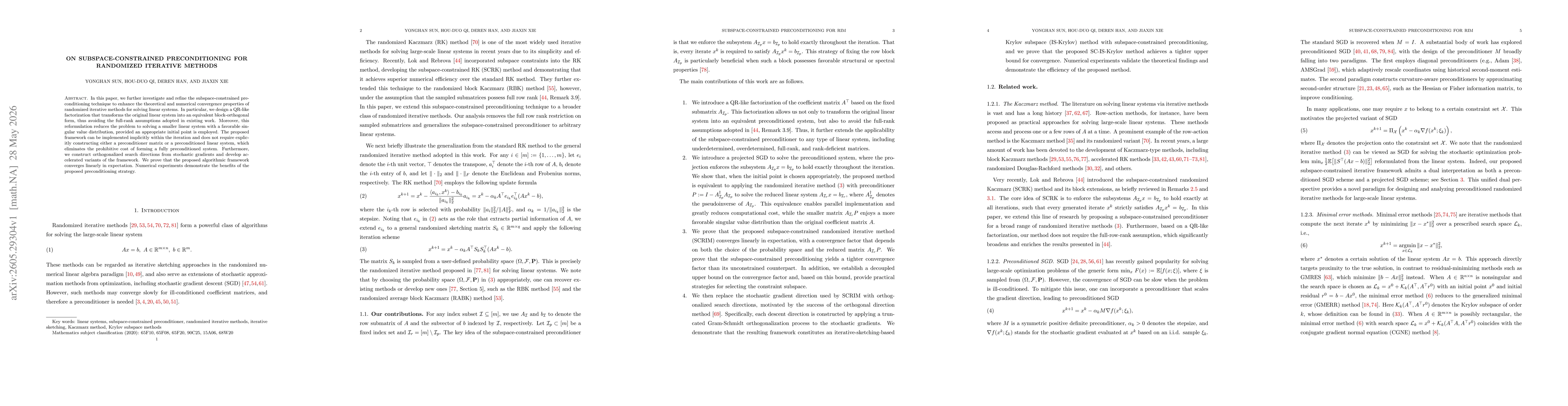 Thumbnail for On subspace-constrained preconditioning for randomized iterative methods