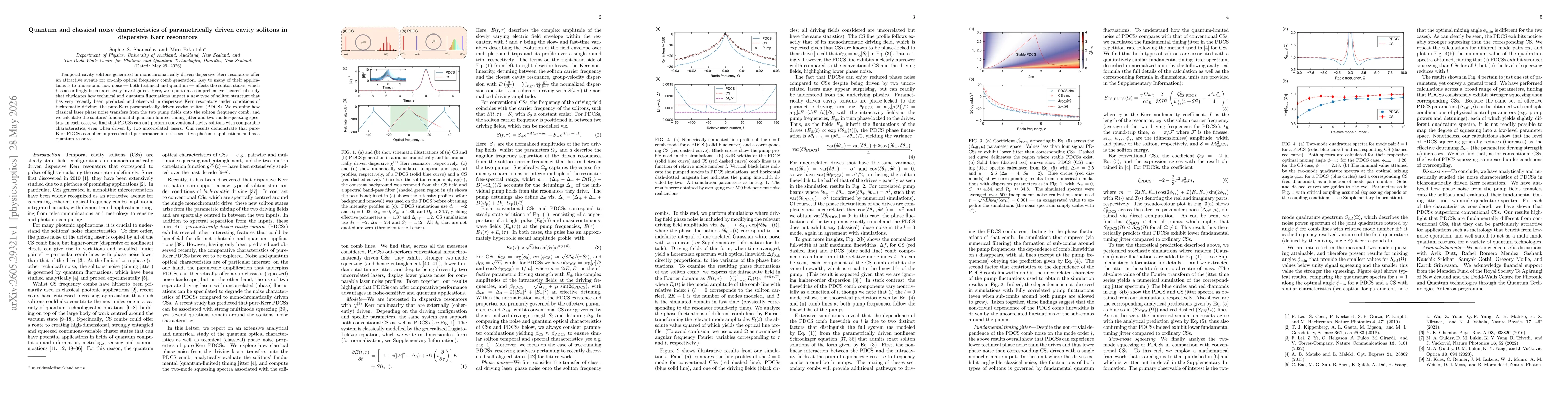 Thumbnail for Quantum and classical noise characteristics of parametrically driven cavity solitons in dispersive Kerr resonators