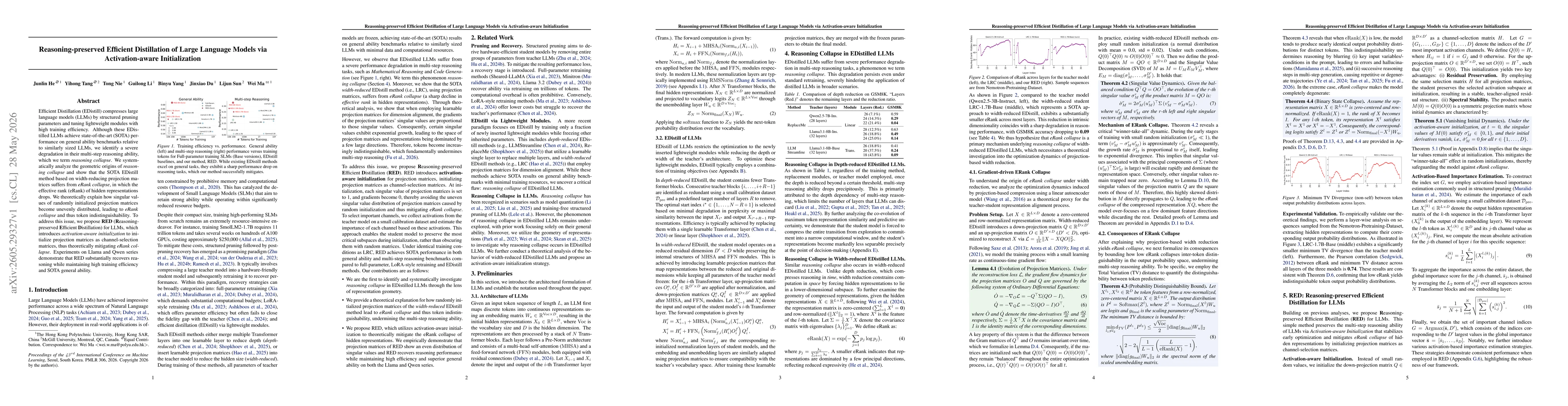 Thumbnail for Reasoning-preserved Efficient Distillation of Large Language Models via Activation-aware Initialization