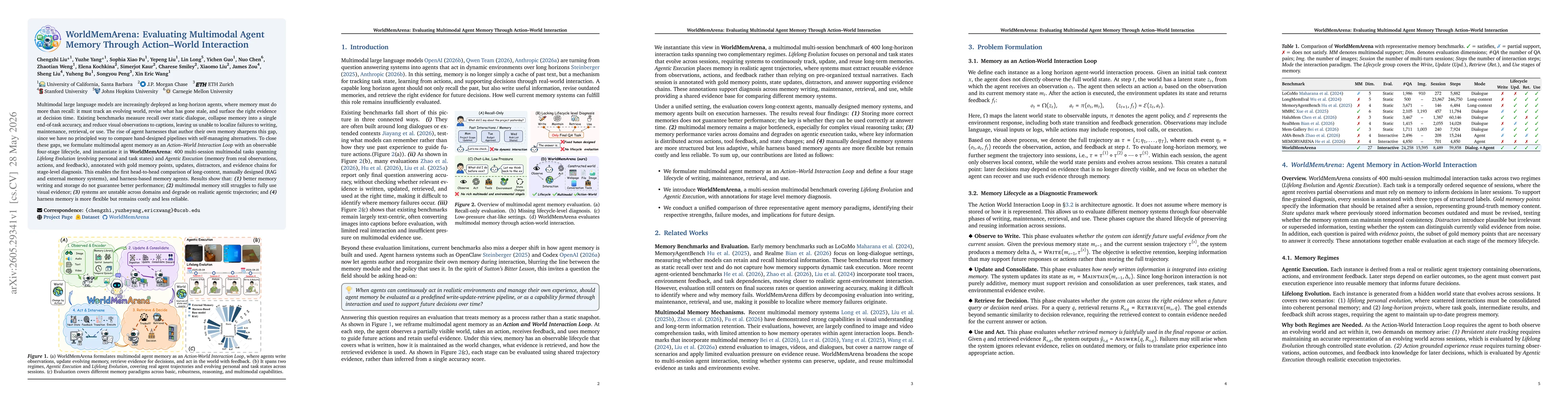 Thumbnail for WorldMemArena: Evaluating Multimodal Agent Memory Through Action-World Interaction