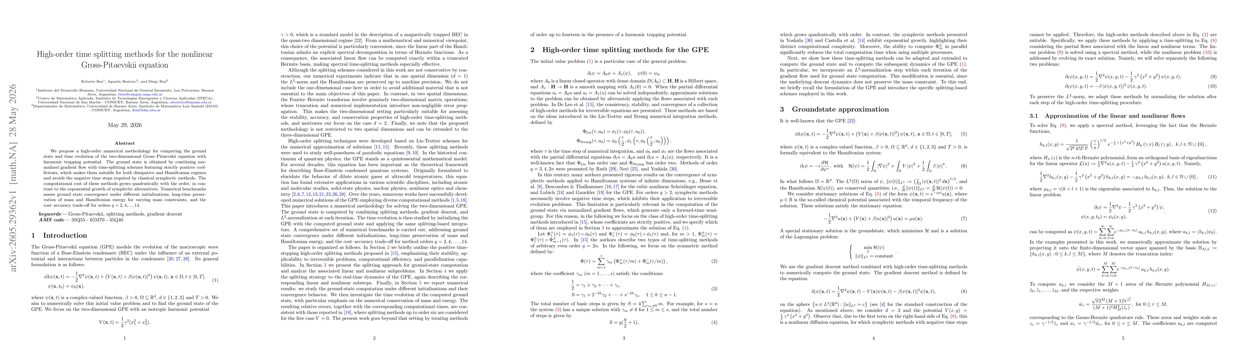 Thumbnail for High-order time splitting methods for the nonlinear Gross-Pitaevskii equation