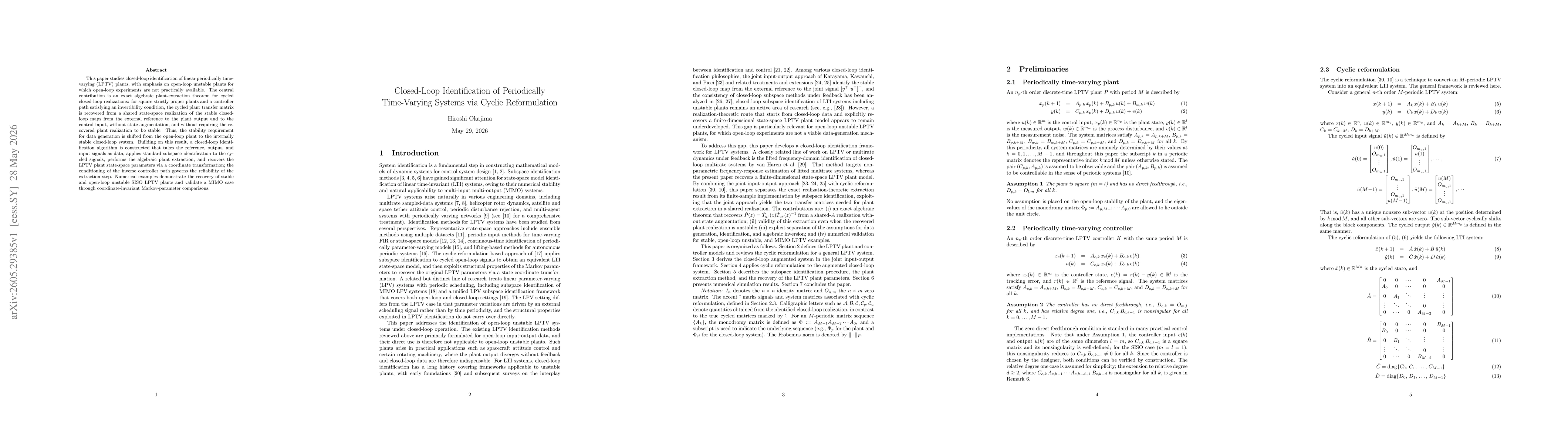 Thumbnail for Closed-Loop Identification of Periodically Time-Varying Systems via Cyclic Reformulation