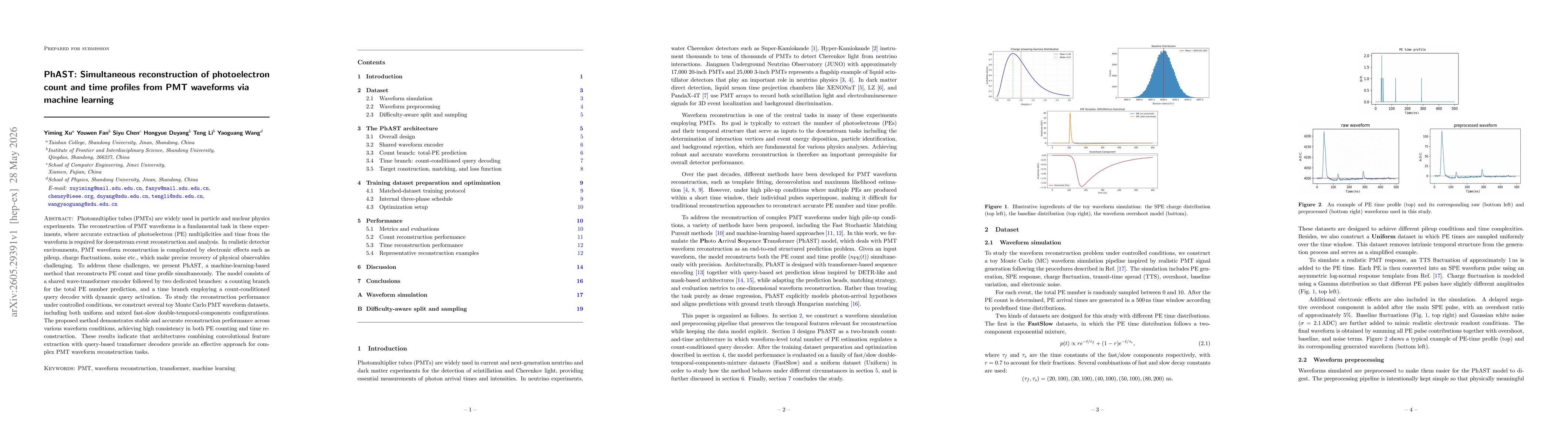 Thumbnail for Phast: Simultaneous reconstruction of photoelectron count and time profiles from PMT waveforms via machine learning
