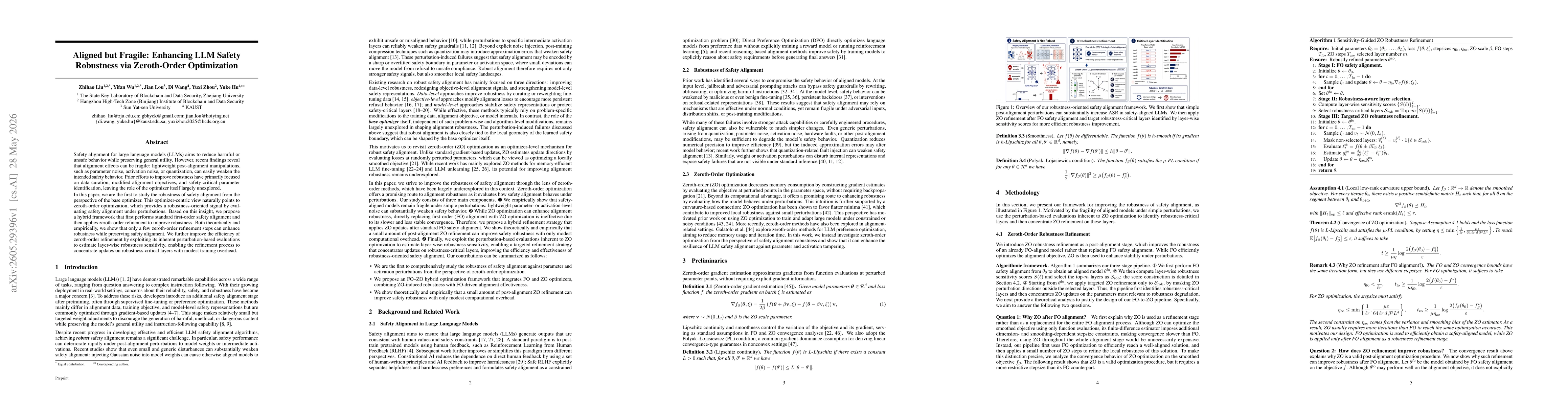 Thumbnail for Aligned but Fragile: Enhancing LLM Safety Robustness via Zeroth-Order Optimization