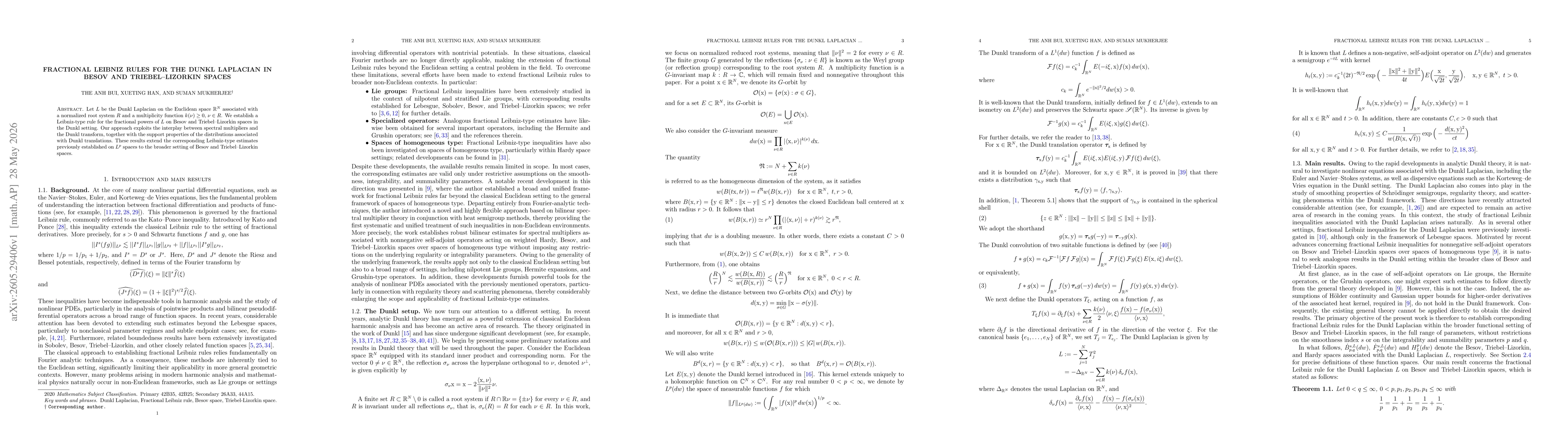 Thumbnail for Fractional Leibniz rules for the Dunkl Laplacian in Besov and Triebel--Lizorkin spaces