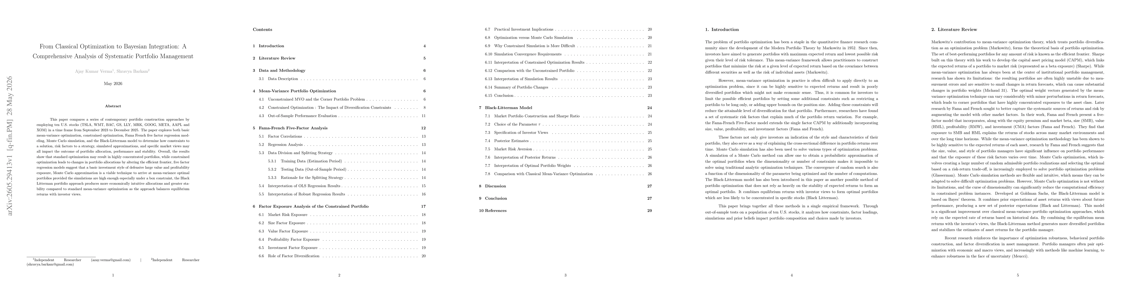 Thumbnail for From Classical Optimization to Bayesian Integration: A Comprehensive Analysis of Systematic Portfolio Management