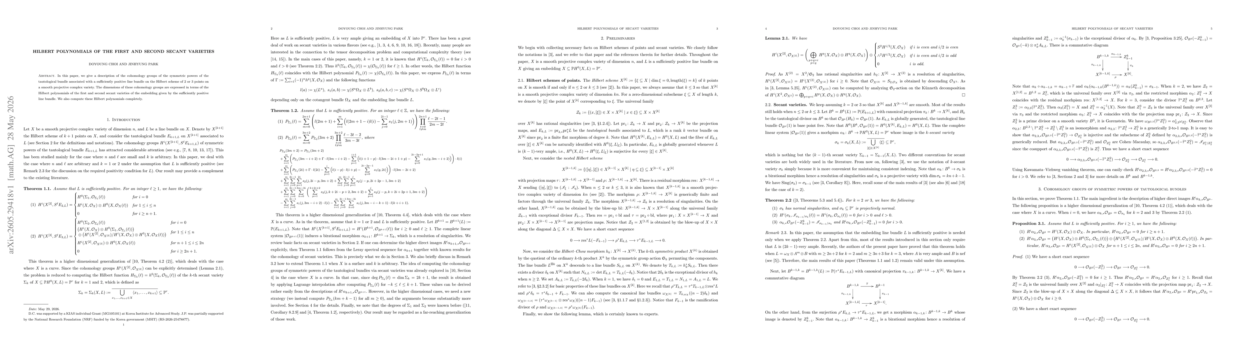 Thumbnail for Hilbert polynomials of the first and second secant varieties