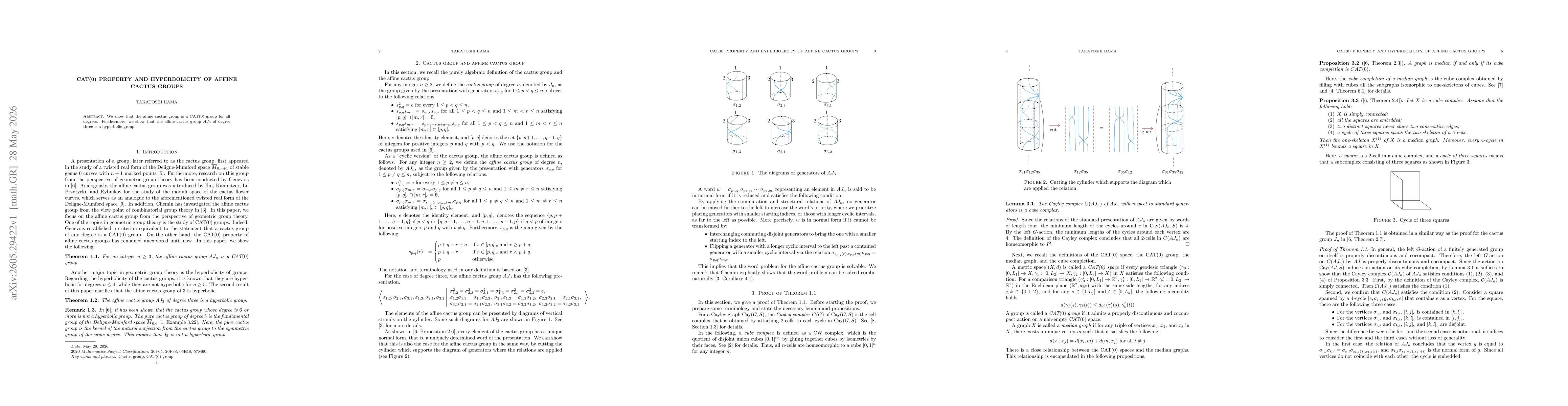 Thumbnail for CAT(0) property and hyperbolicity of affine cactus groups