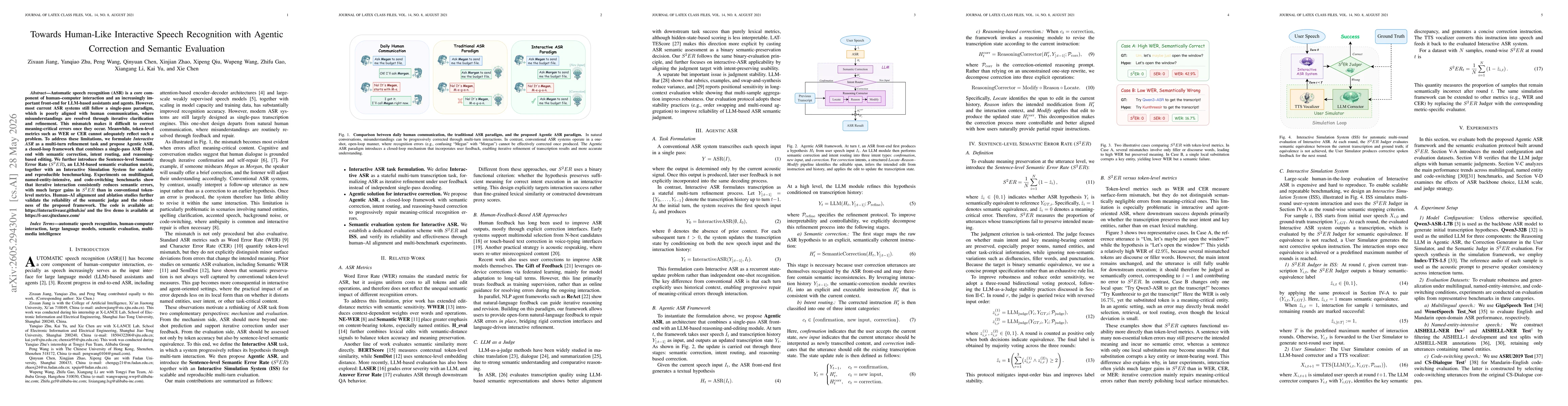 Thumbnail for Towards Human-Like Interactive Speech Recognition With Agentic Correction and Semantic Evaluation