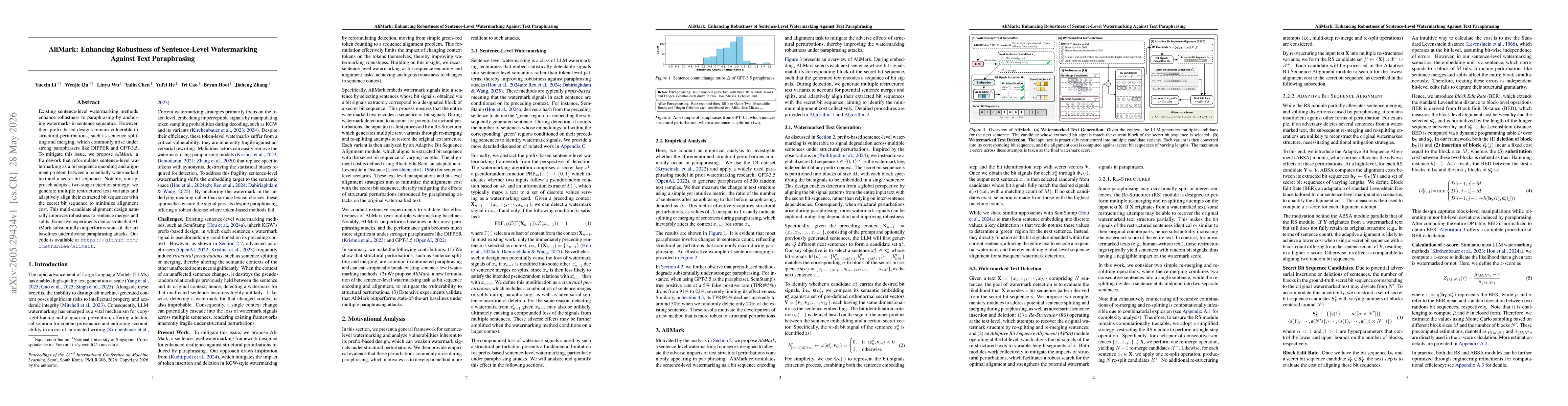 Thumbnail for AliMark: Enhancing Robustness of Sentence-Level Watermarking Against Text Paraphrasing