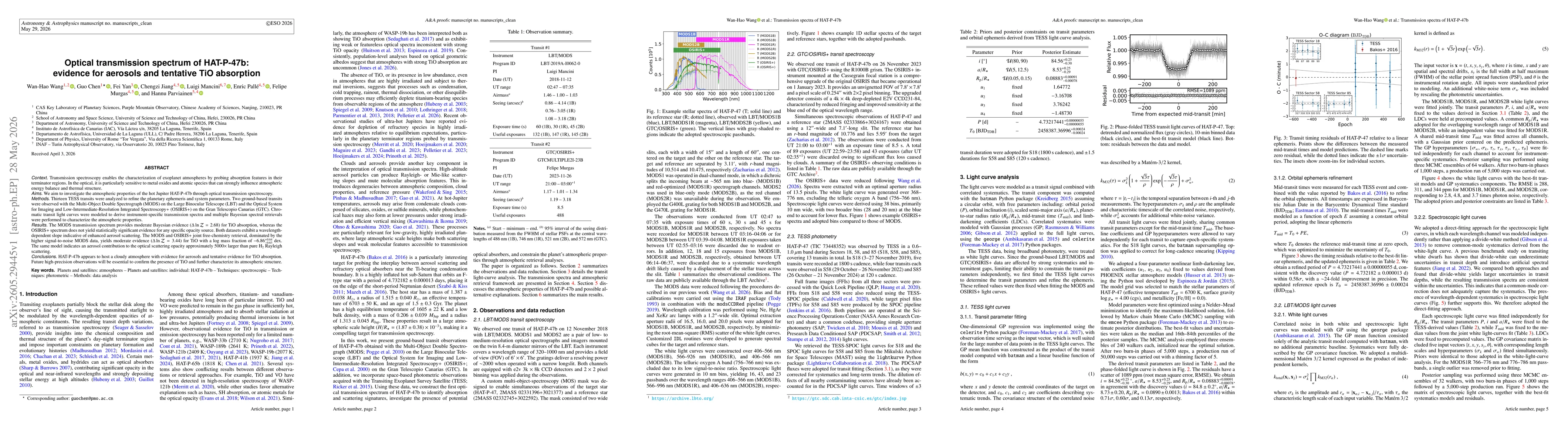 Thumbnail for Optical transmission spectrum of HAT-P-47b: evidence for aerosols and tentative TiO absorption