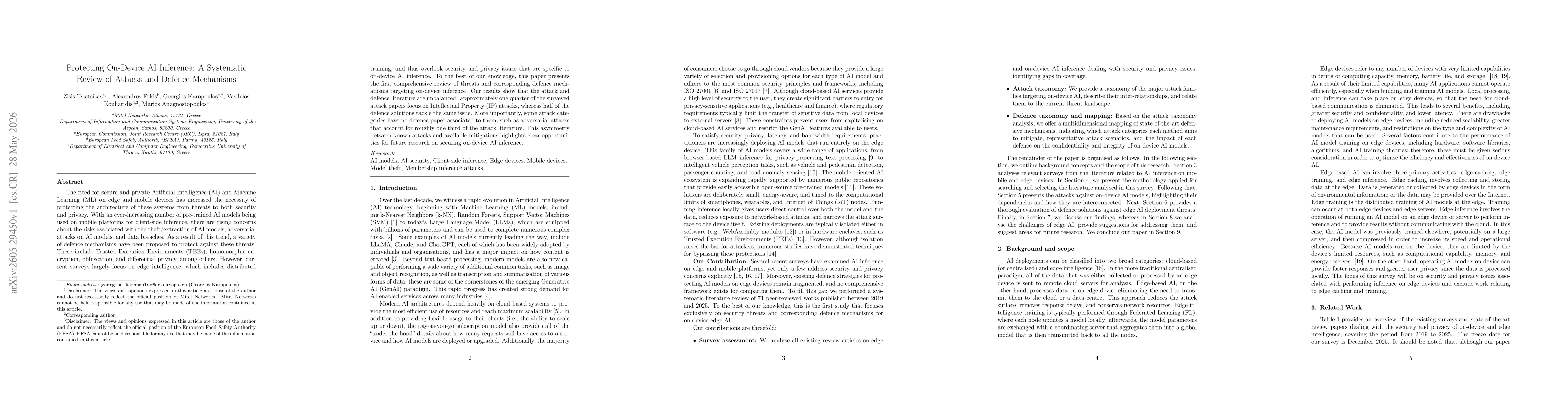 Thumbnail for Protecting On-Device AI Inference: A Systematic Review of Attacks and Defence Mechanisms