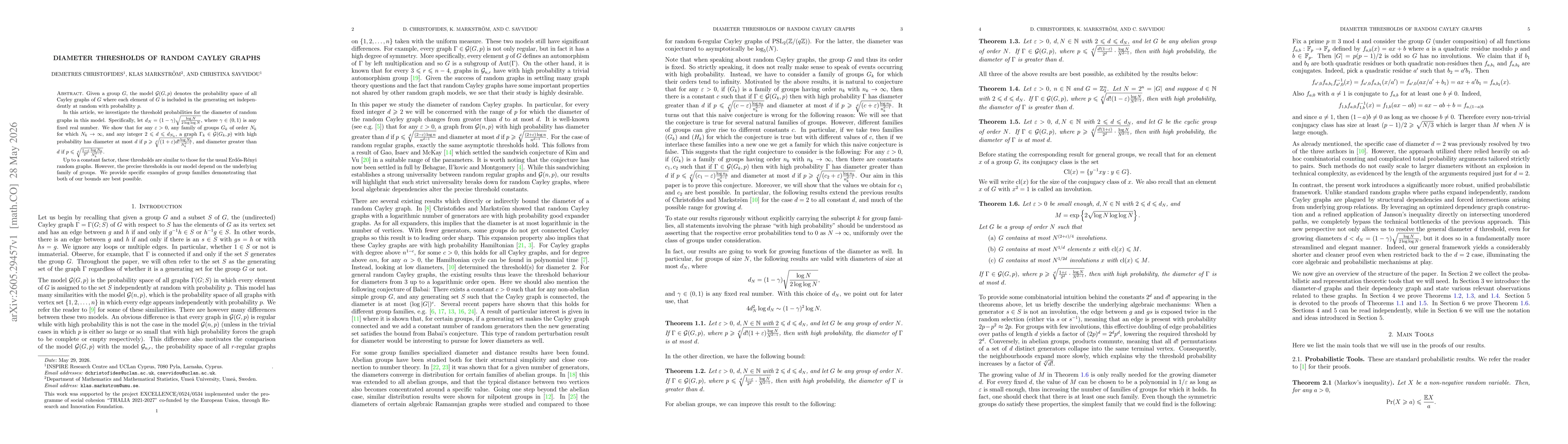 Thumbnail for Diameter Thresholds of Random Cayley Graphs