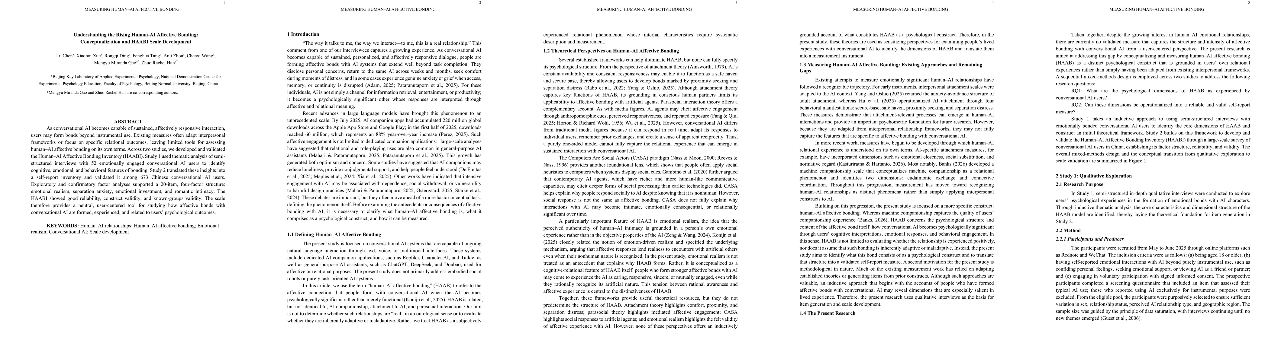 Thumbnail for Understanding the Rising Human-AI Affective Bonding: Conceptualization and HAABI Scale Development