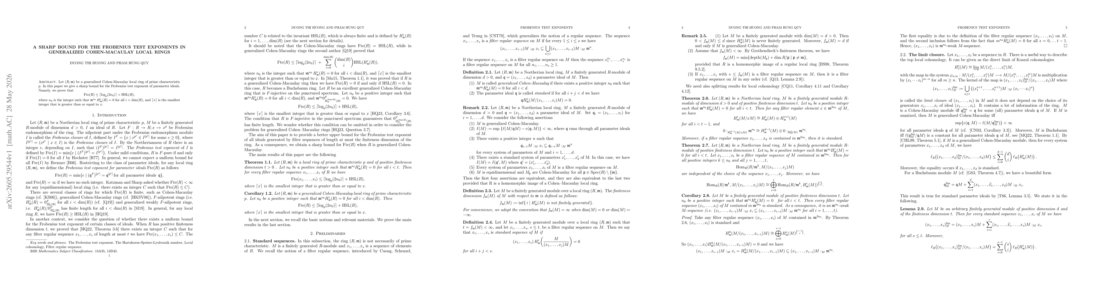 Thumbnail for A sharp bound for the Frobenius test exponents in generalized Cohen-Macaulay local rings