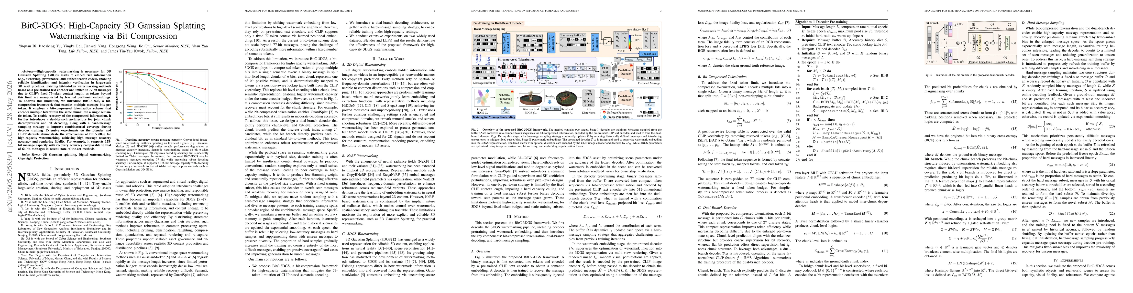 Thumbnail for BitC-3DGS: High-Capacity 3D Gaussian Splatting Watermarking via Bit Compression