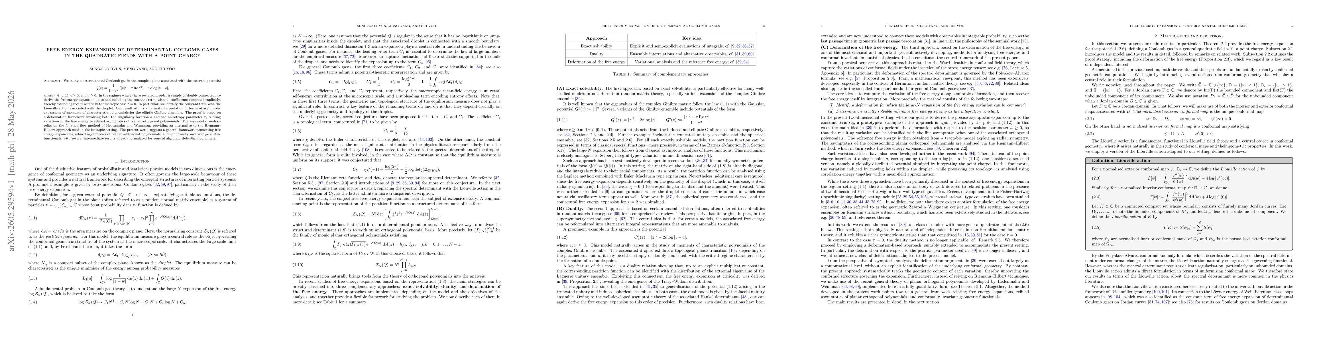 Thumbnail for Free energy expansion of determinantal Coulomb gases in the quadratic fields with a point charge