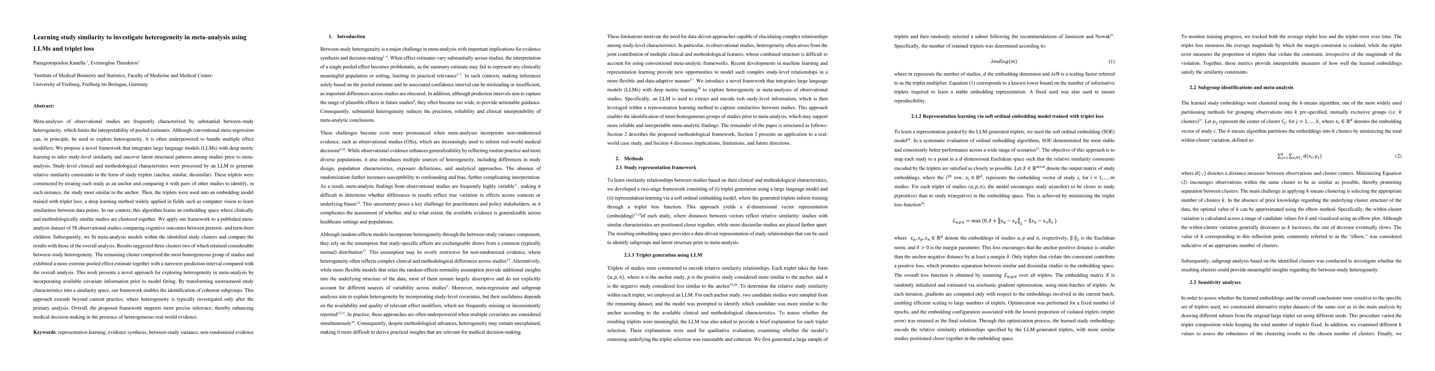 Thumbnail for Learning study similarity to investigate heterogeneity in meta-analysis using LLMs and triplet loss