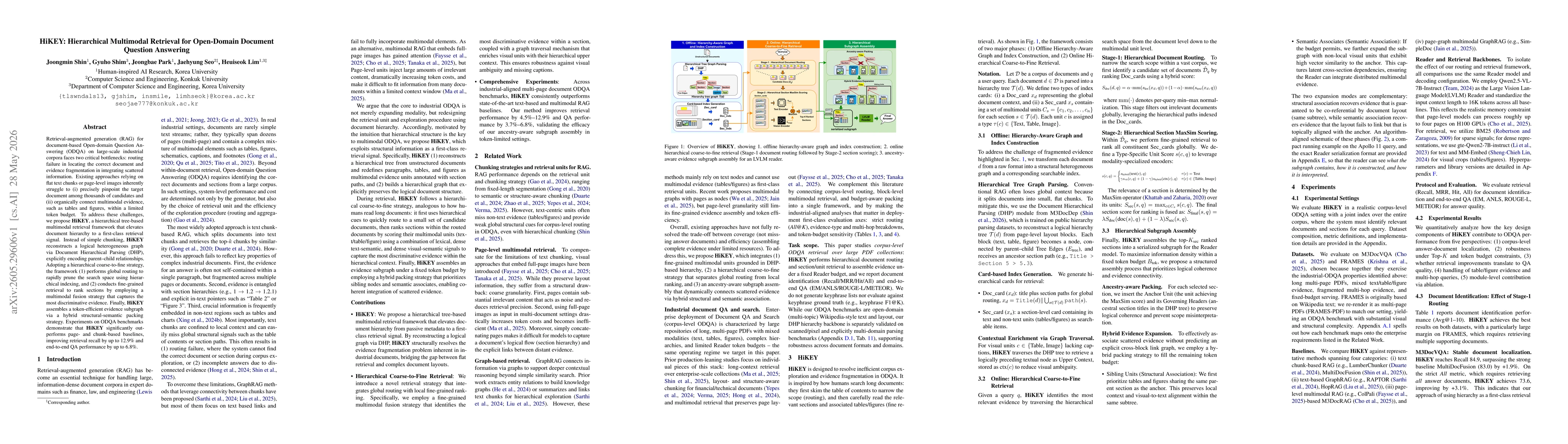 Thumbnail for HiKEY: Hierarchical Multimodal Retrieval for Open-Domain Document Question Answering