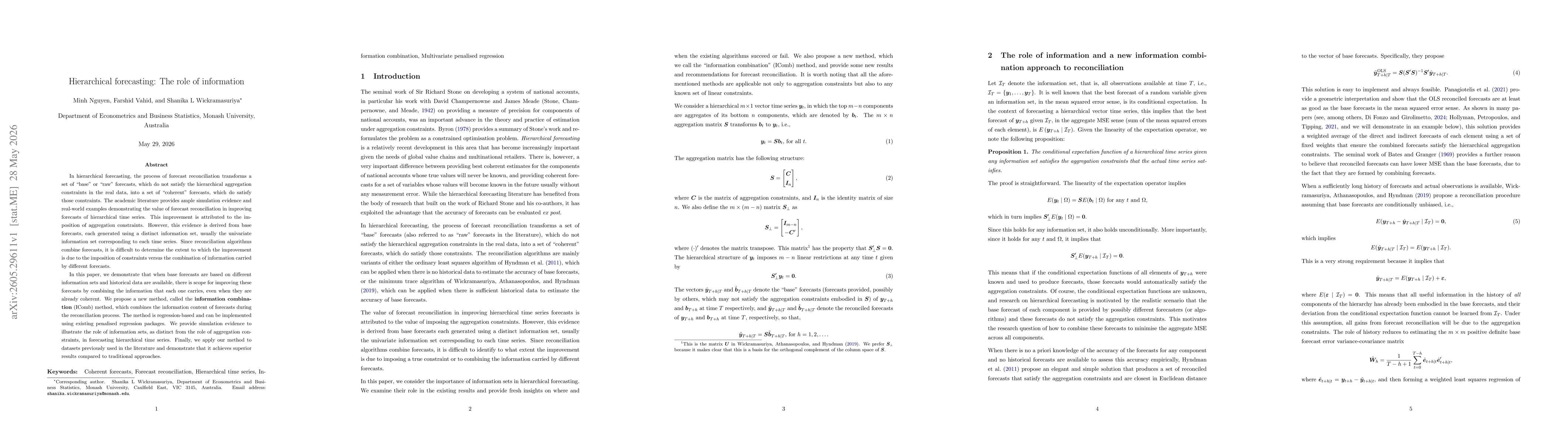 Thumbnail for Hierarchical forecasting: The role of information