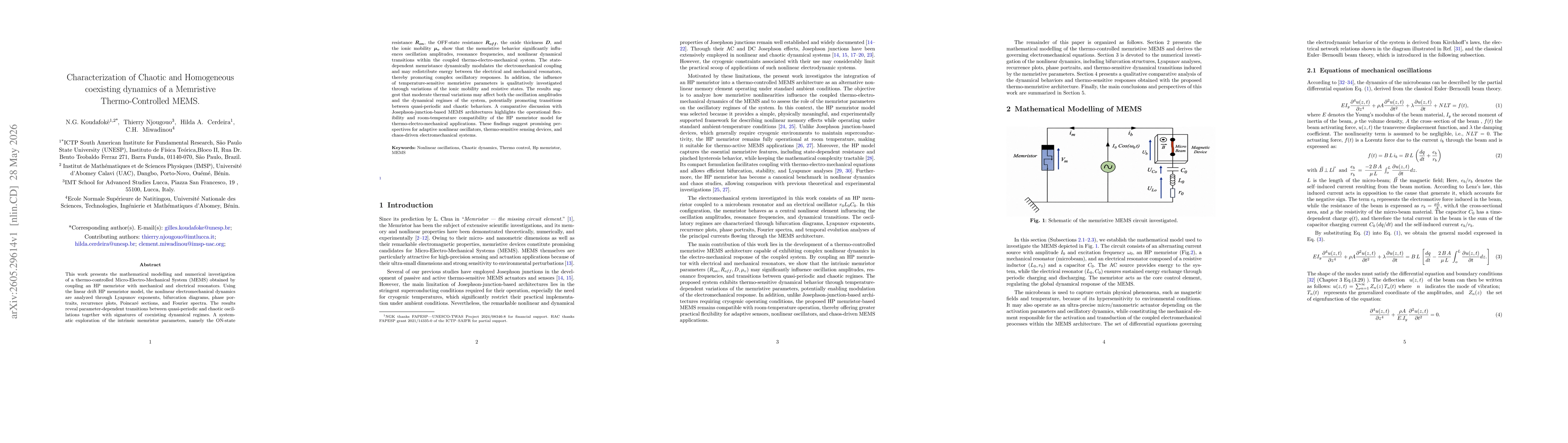 Thumbnail for Characterization of Chaotic and Homogeneous coexisting dynamics of a Memristive Thermo-Controlled MEMS