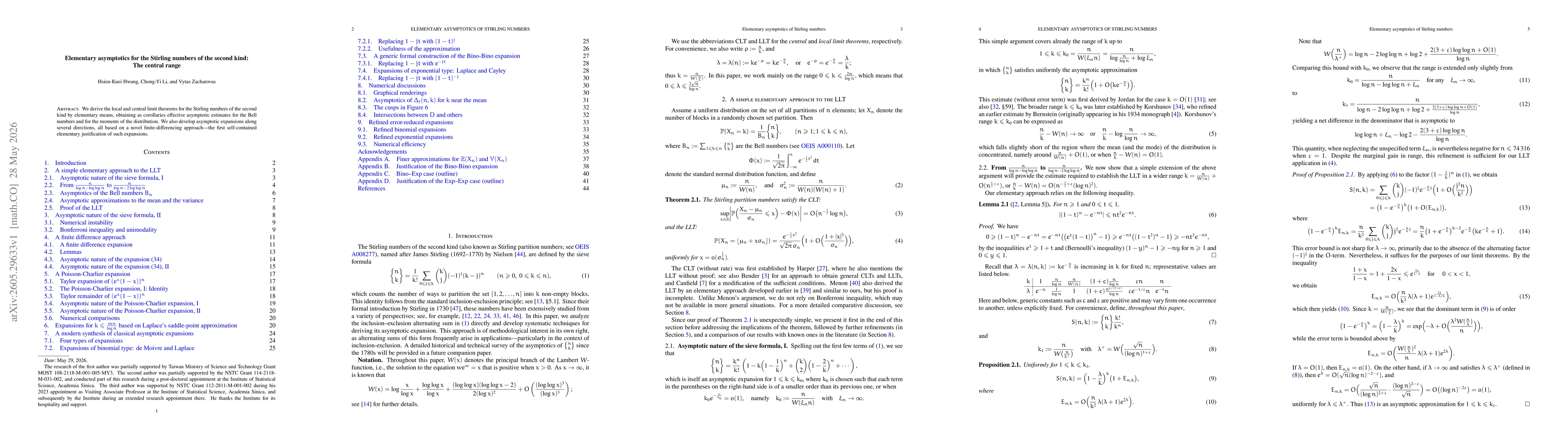 Thumbnail for Elementary asymptotics for the Stirling numbers of the second kind: The central range