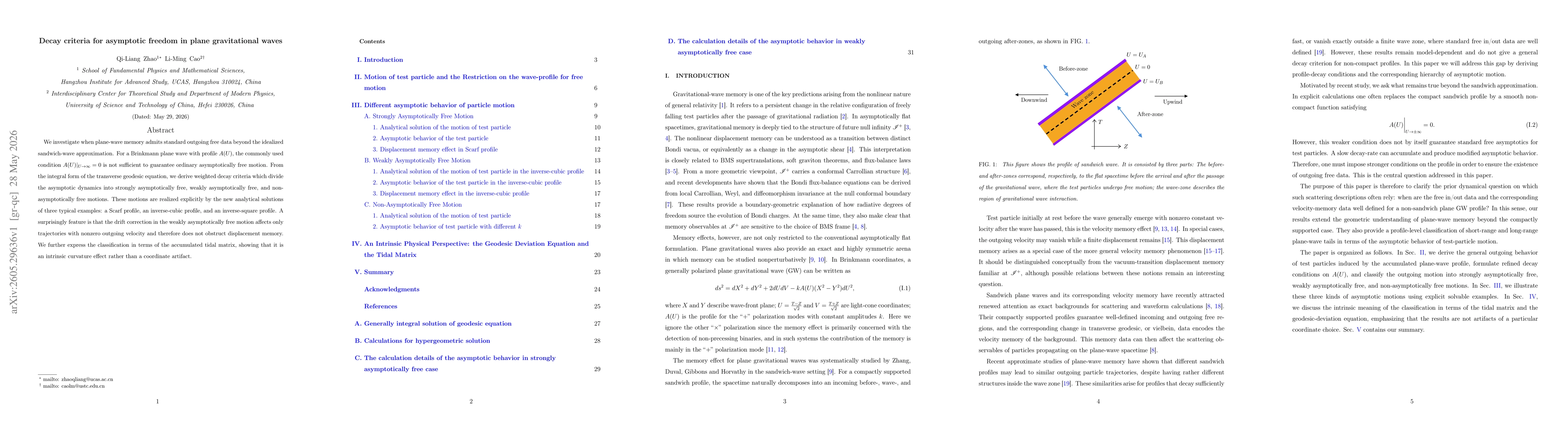 Thumbnail for Decay criteria for asymptotic freedom in plane gravitational waves