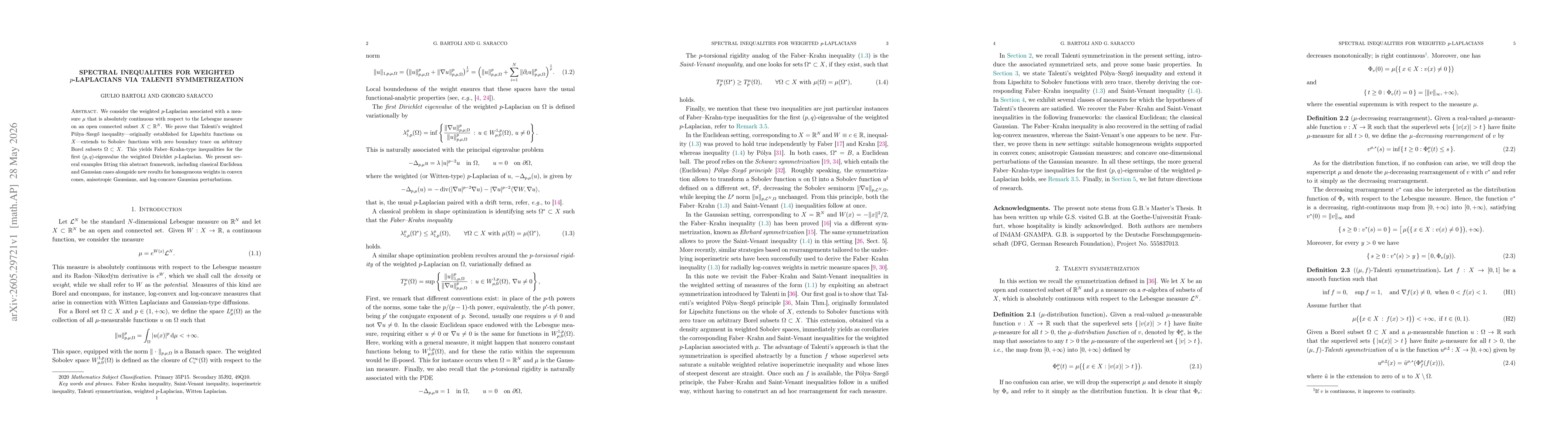 Thumbnail for Spectral inequalities for weighted $p$-Laplacians via Talenti symmetrization