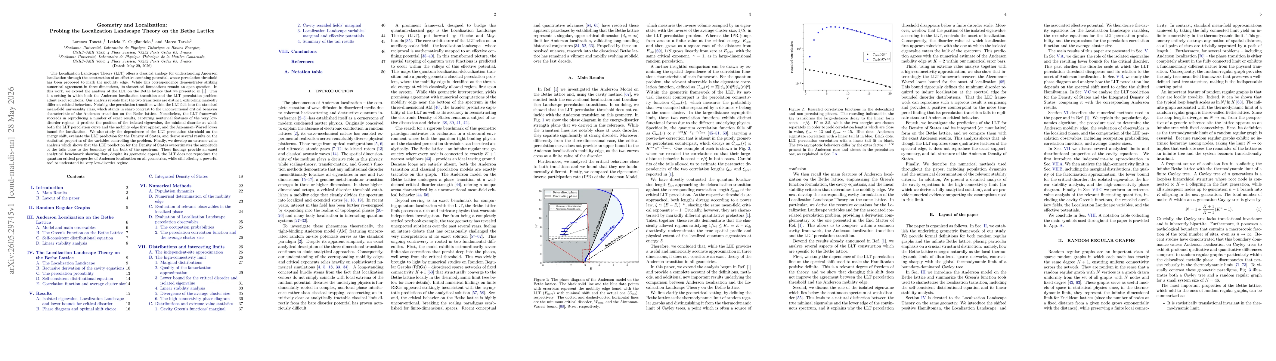 Thumbnail for Geometry and localization: Probing Localization Landscape Theory on the Bethe Lattice