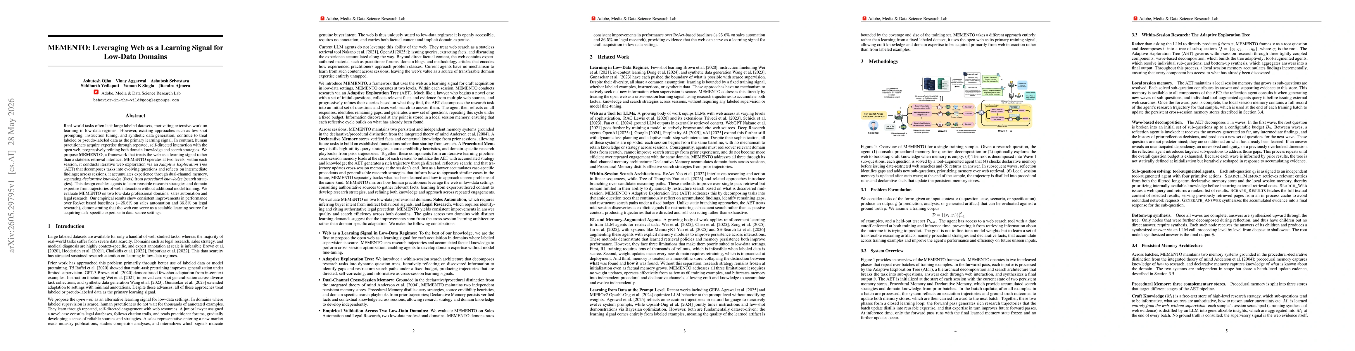 Thumbnail for MEMENTO: Leveraging Web as a Learning Signal for Low-Data Domains