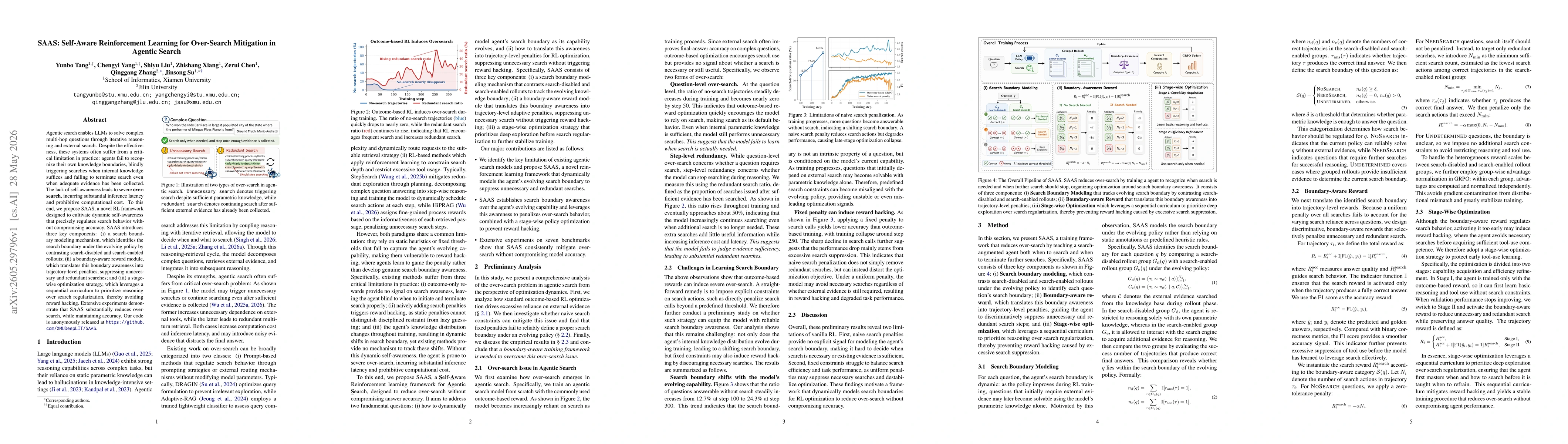 Thumbnail for SAAS: Self-Aware Reinforcement Learning for Over-Search Mitigation in Agentic Search