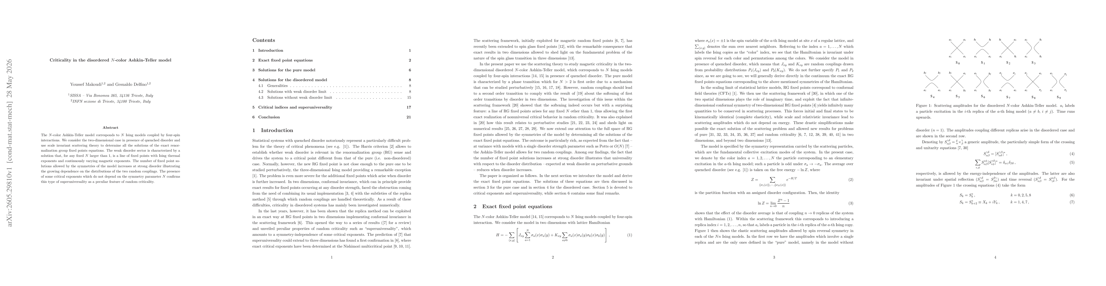 Thumbnail for Criticality in the disordered $N$-color Ashkin-Teller model
