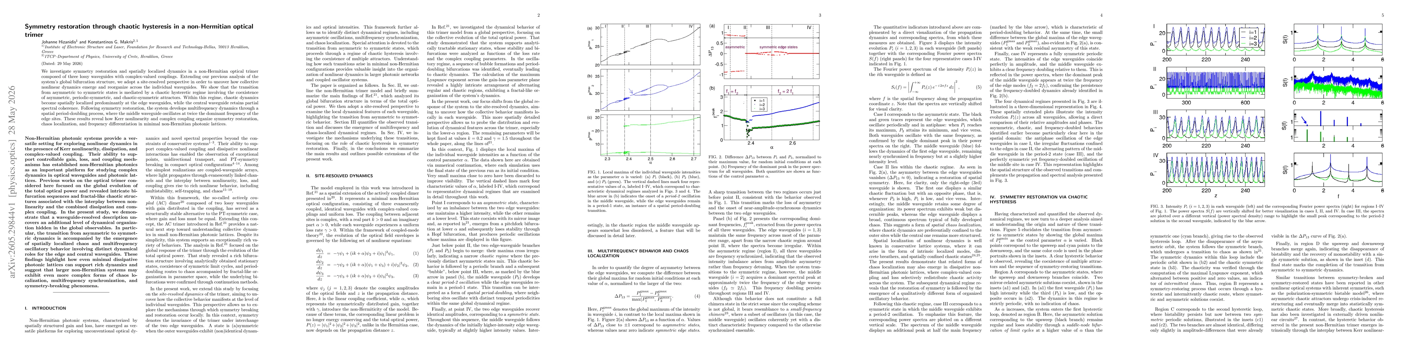 Thumbnail for Symmetry restoration through chaotic hysteresis in a non-Hermitian optical trimer