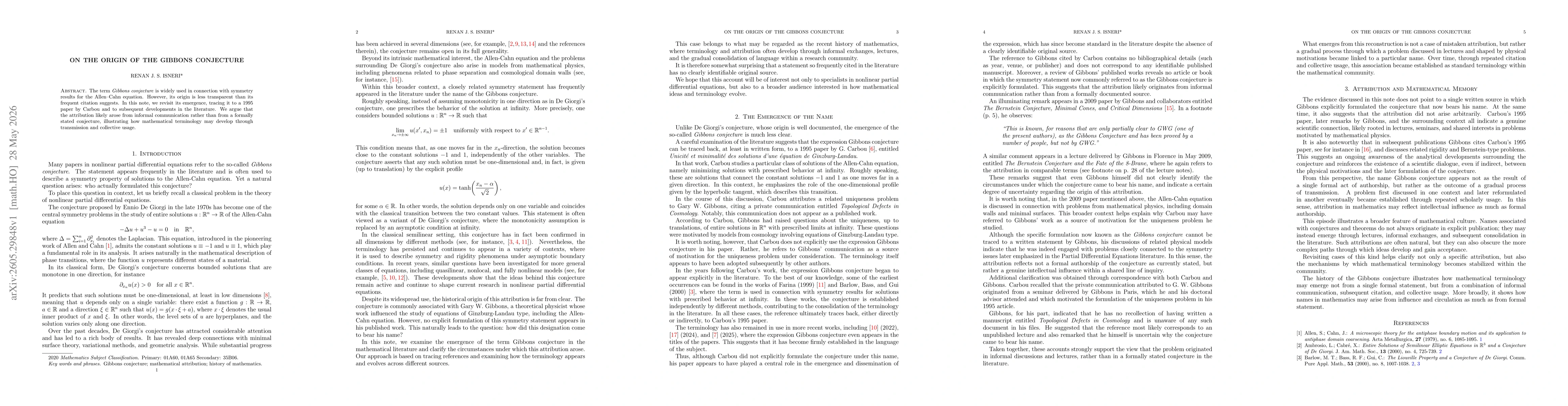 Thumbnail for On the origin of the Gibbons conjecture