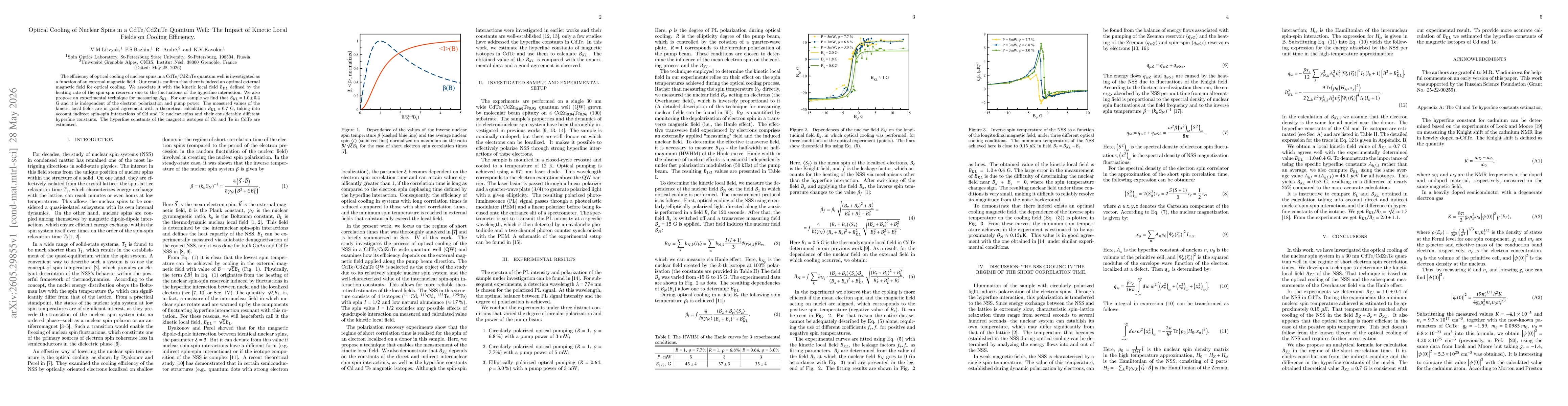 Thumbnail for Optical Cooling of Nuclear Spins in a CdTe/CdZnTe Quantum Well: The Impact of Kinetic Local Fields on Cooling Efficiency