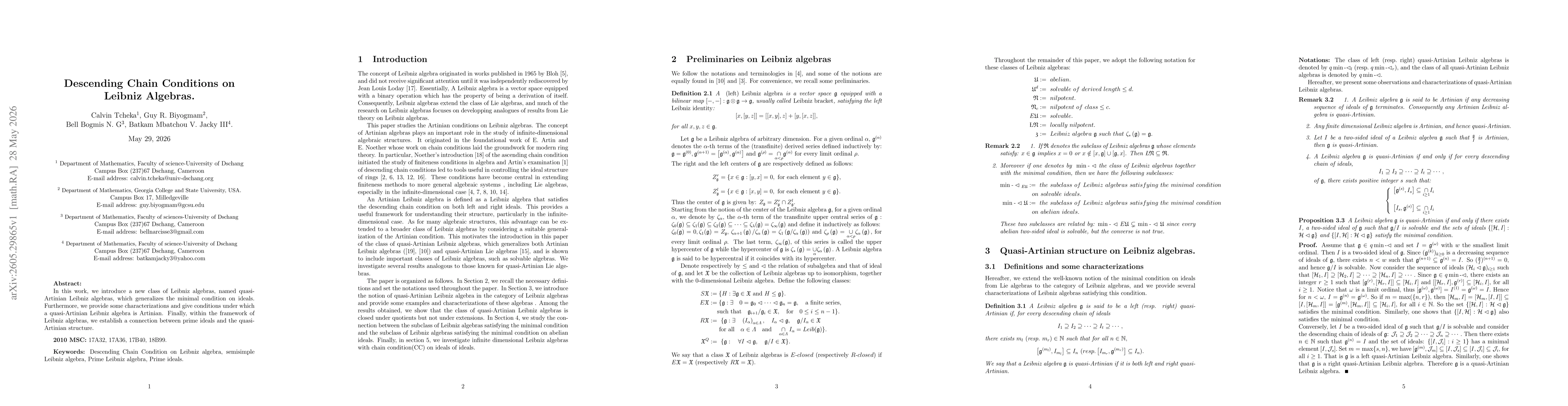 Thumbnail for Descending Chain Conditions on Leibniz Algebras