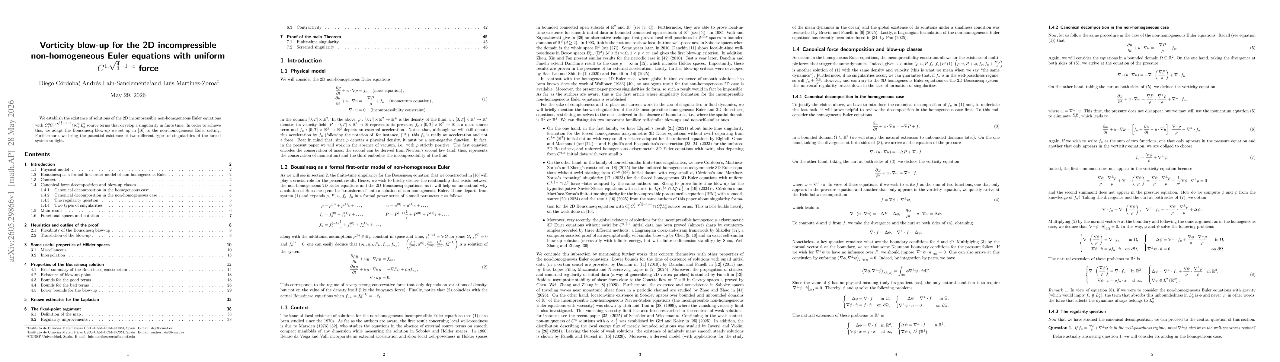 Thumbnail for Vorticity blow-up for the 2D incompressible non-homogeneous Euler equations with uniform $C^{1,\sqrt{\frac{4}{3}}-1-\varepsilon}$ force