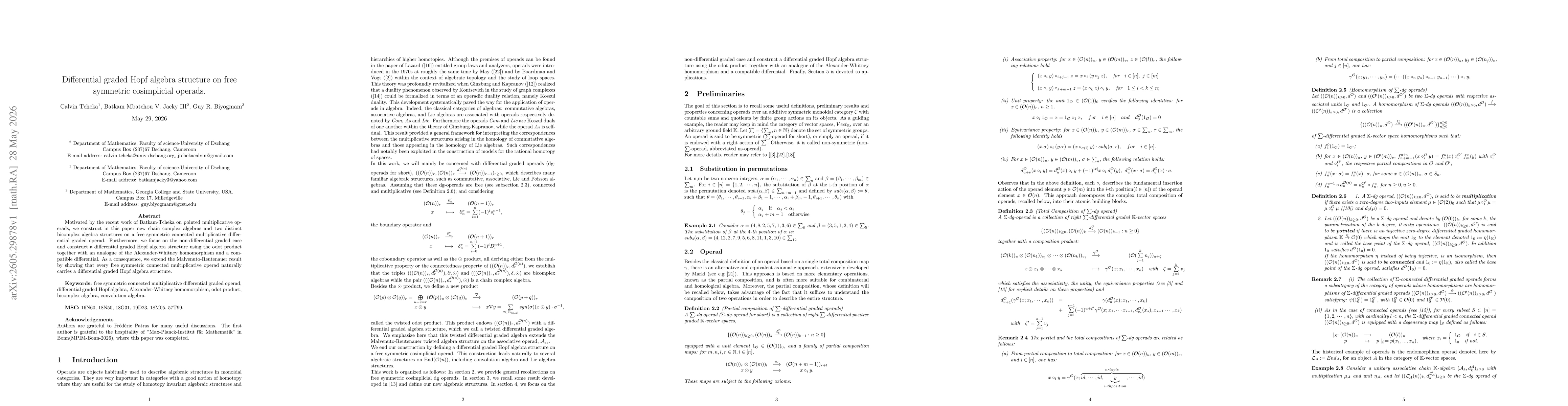 Thumbnail for Differential graded Hopf algebra structure on free symmetric cosimplicial operads