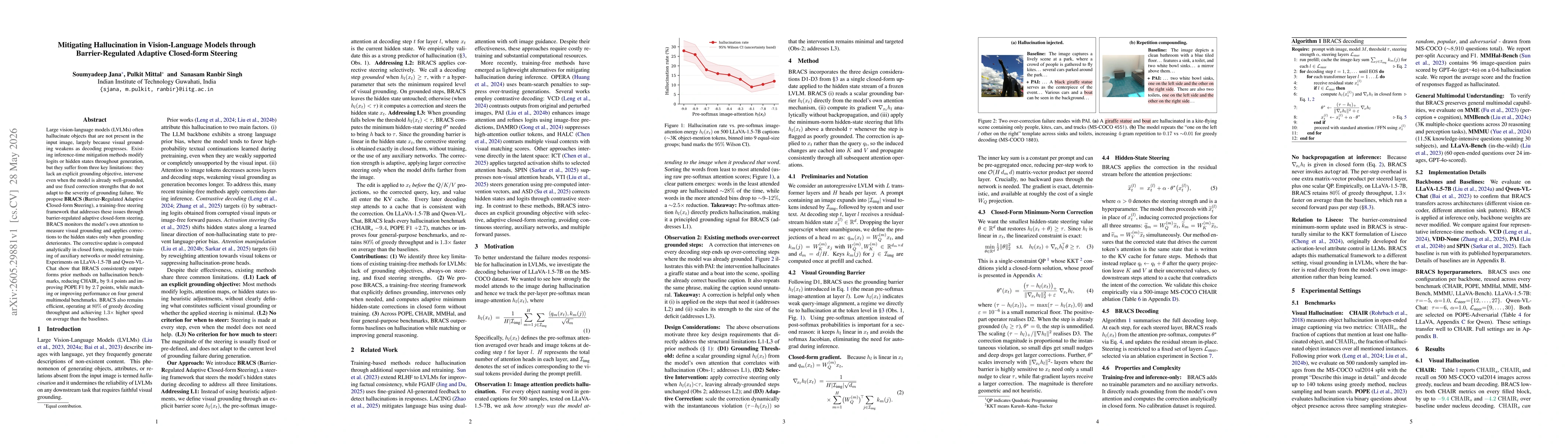 Thumbnail for Mitigating Hallucination in Vision-Language Models through Barrier-Regulated Adaptive Closed-form Steering