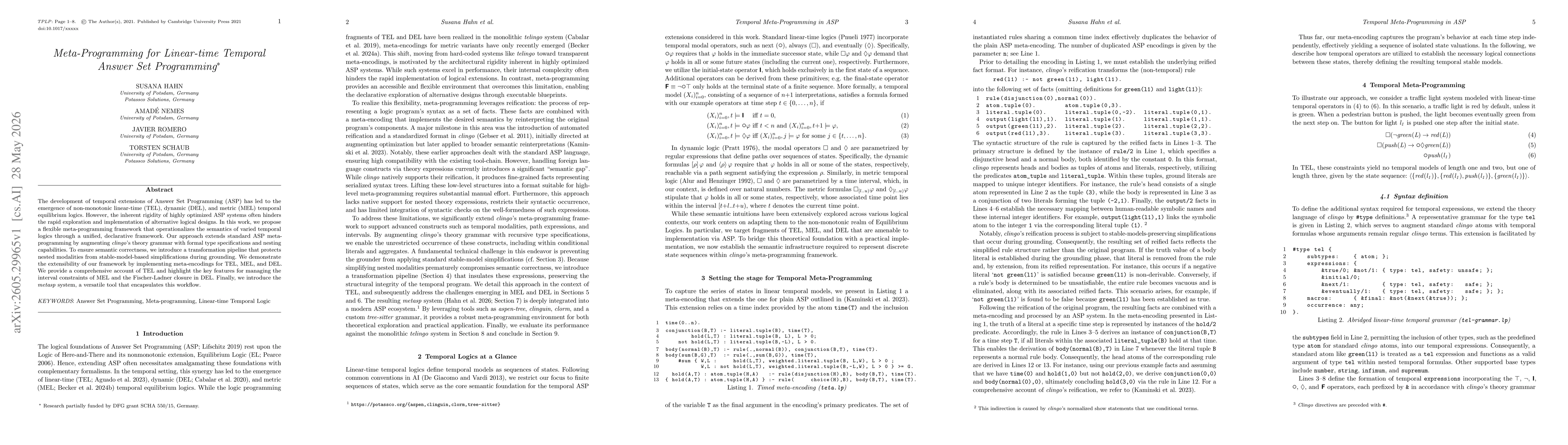 Thumbnail for Meta-Programming for Linear-time Temporal Answer Set Programming