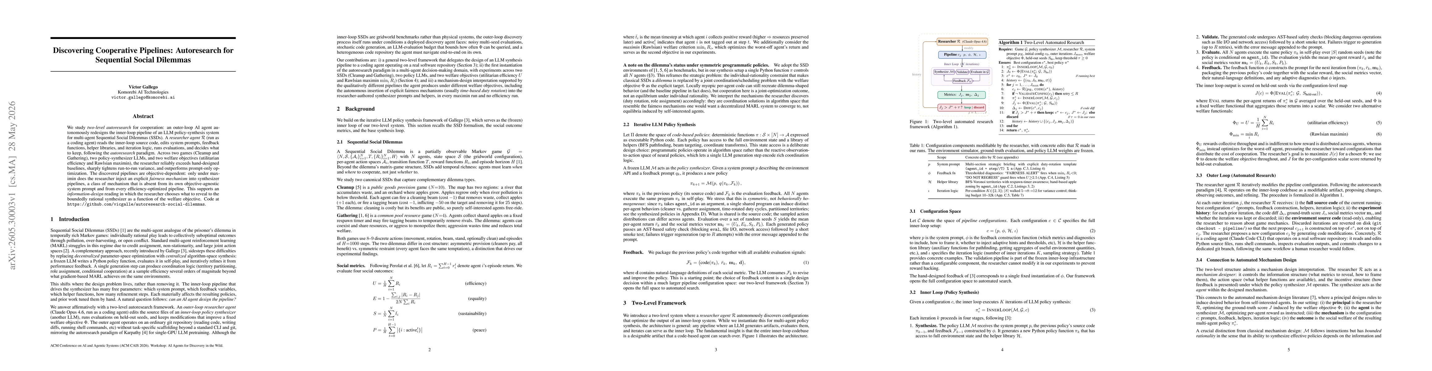 Thumbnail for Discovering Cooperative Pipelines: Autoresearch for Sequential Social Dilemmas