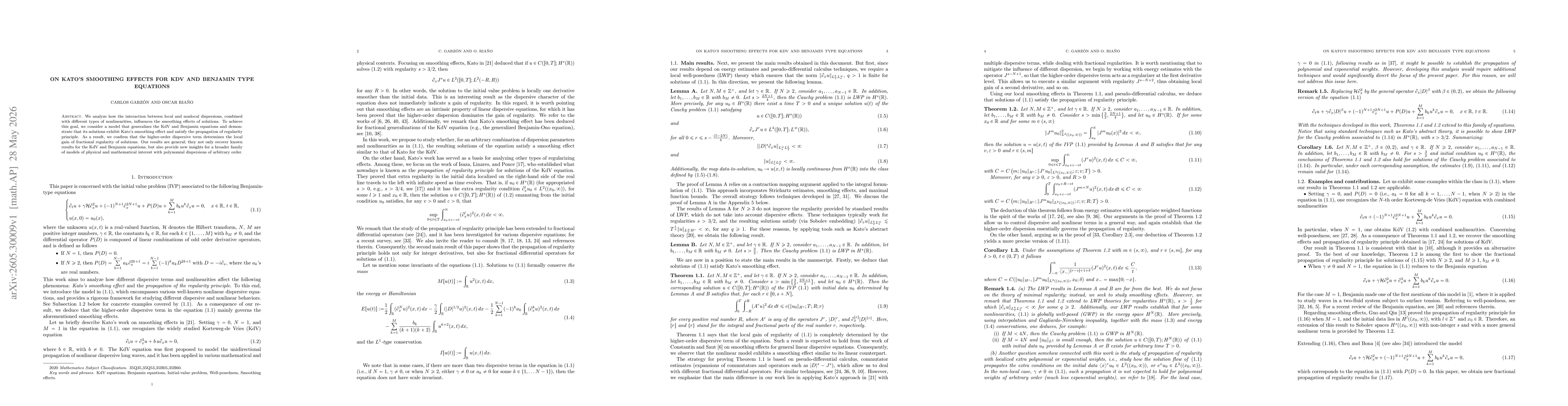 Thumbnail for On Kato's smoothing effects for KdV and Benjamin type equations