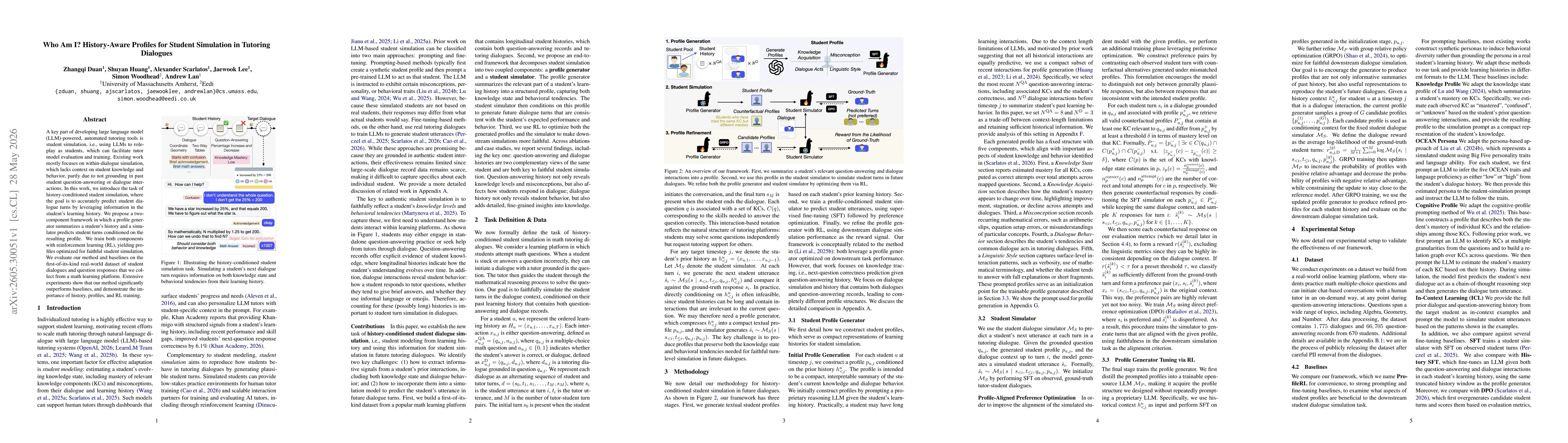 Thumbnail for Who Am I? History-Aware Profiles for Student Simulation in Tutoring Dialogues