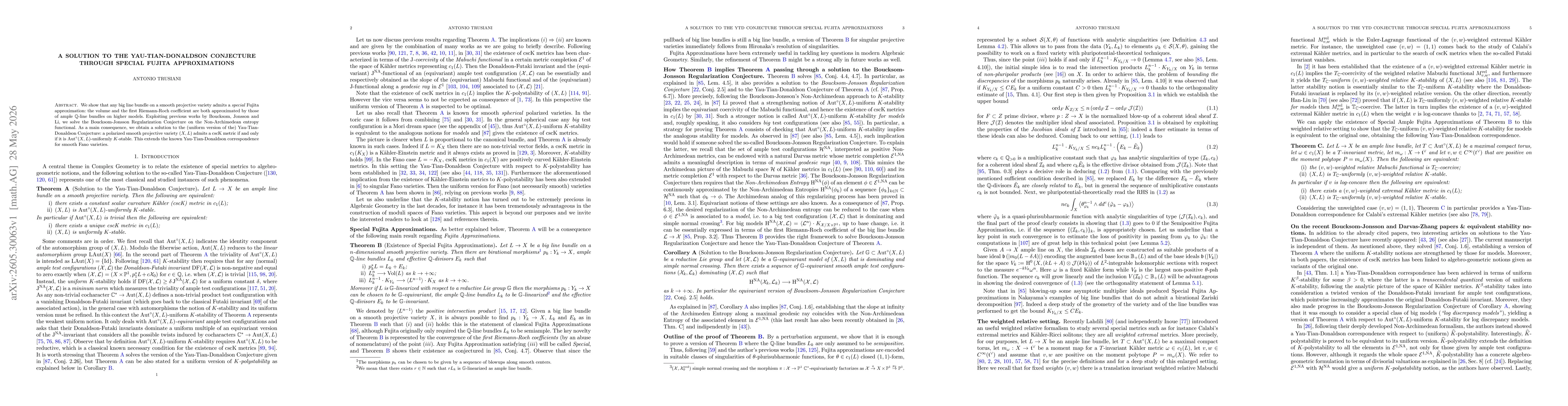 Thumbnail for A solution to the Yau-Tian-Donaldson Conjecture through Special Fujita Approximations